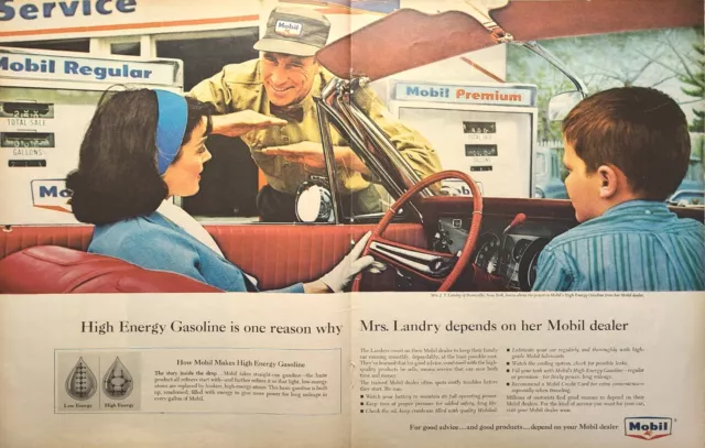 Mobil High Energy Gasoline Bronxville NY Service Station Vintage Print Ad 1964