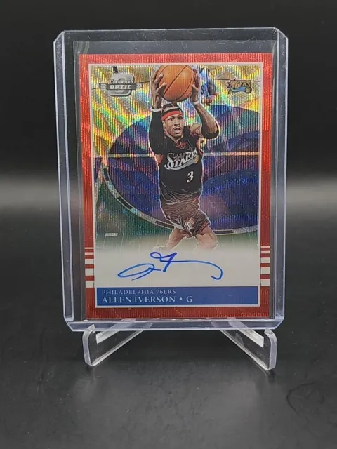 2022-23 Contenders Optic Allen Iverson Red Wave Holo 1985 Tribute on Card Auto