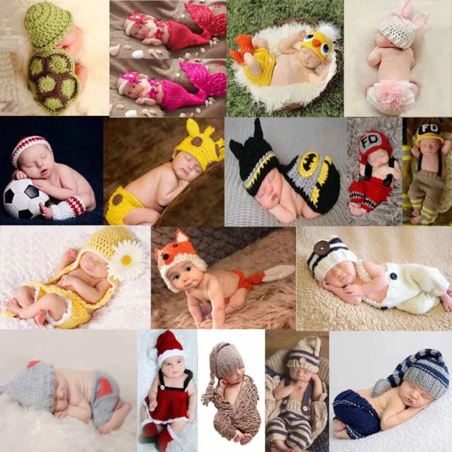 Newborn Baby Girls Boys Crochet Knit Costume Photo Photography Prop Outfits Cute