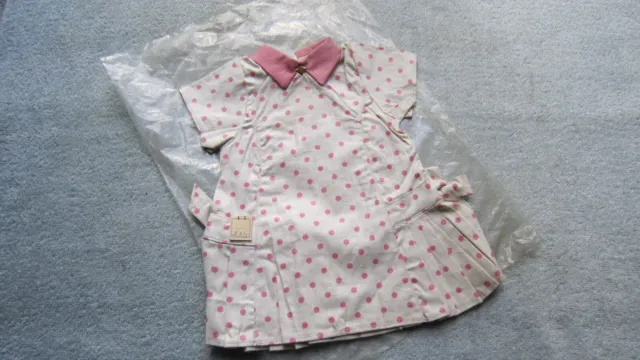 Vetement Poupee Vintage Petite Robe Coton Blanche A Pois Rose Taille 50