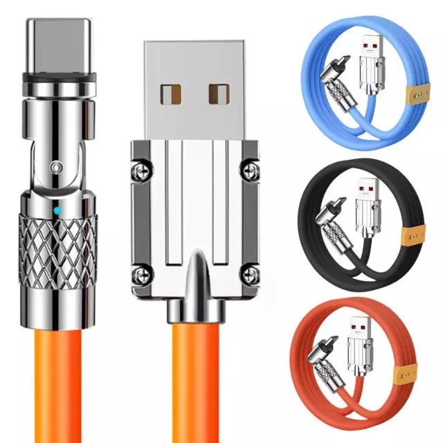 180° Rotating Fast Charge Cable Type C Silicone Charging Data For iPhone DE S6V6