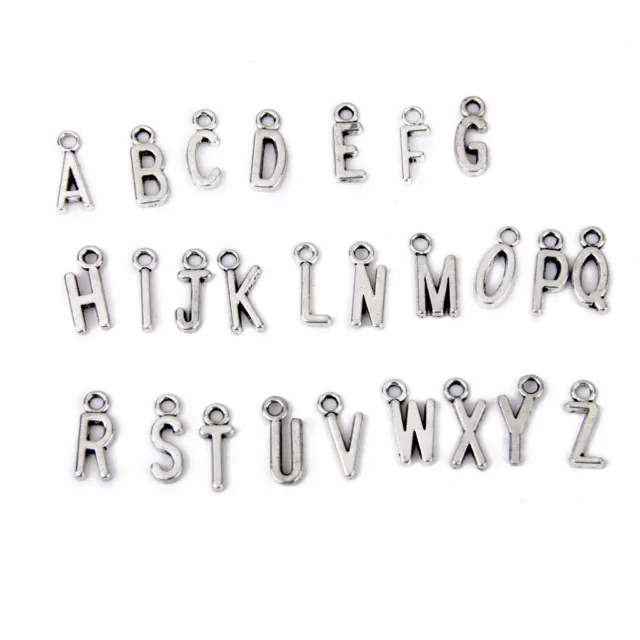 100 Mix Antik Silber Alphabet Charms Initial Anhänger DIY Schmuck Handwerk