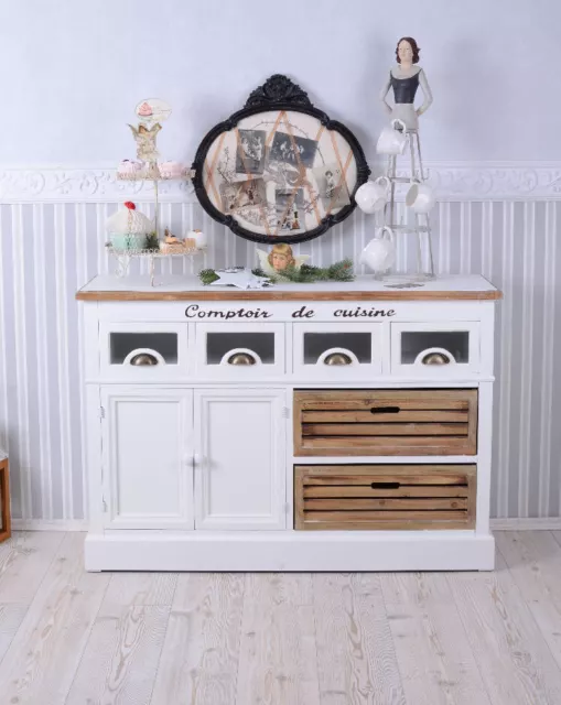 Schrank Landhausstil Sideboard Anrichte Shabby Chic Küchenschrank Schubladen neu 2