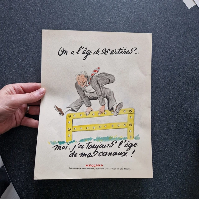 Gouache Originale MECCANO 1951 – Projet Publicitaire Foire De Lyon