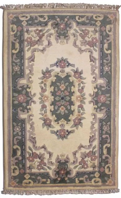Turkish Hand-Knotted Oriental Beige Carpet Living Room Wool Area Rug 3x5 ft