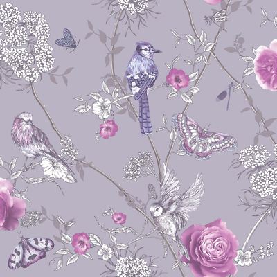 Fantasia Paradise Garden carta da Parati Glitter Birds-Lilla 692404-Arthouse 