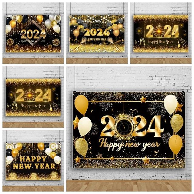2024 HAPPY NEW Year Fireworks Christmas Backdrop Background Photo