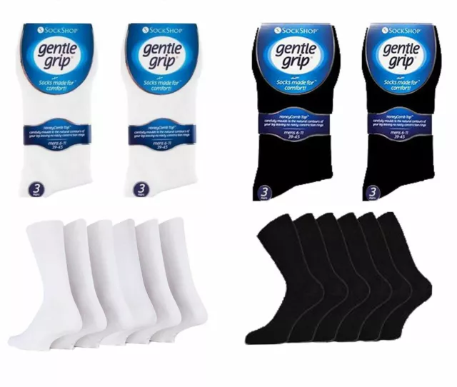 3 Pairs Gentle Grip Non Elastic Diabetic Soft Comfortable Cotton Socks UK 6-11