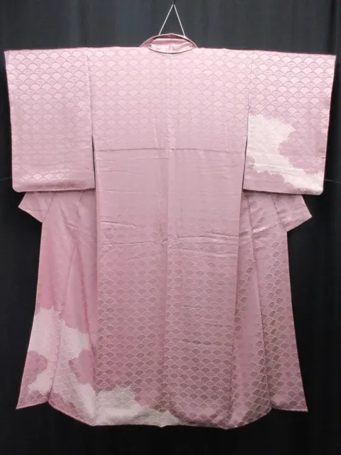 7876L5 Silk Japanese Kimono Robe Dress Seigaiha Shibori Tsukesage