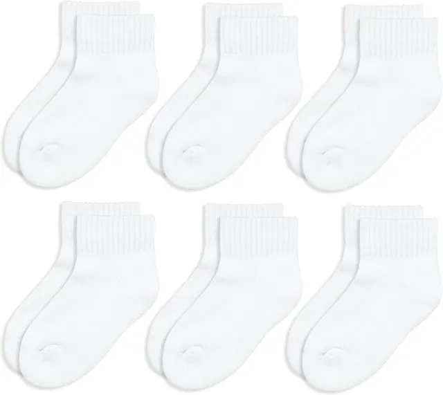 Jefferies Socks Big Boys' Seamless-Toe Quarter Athletic Small, White