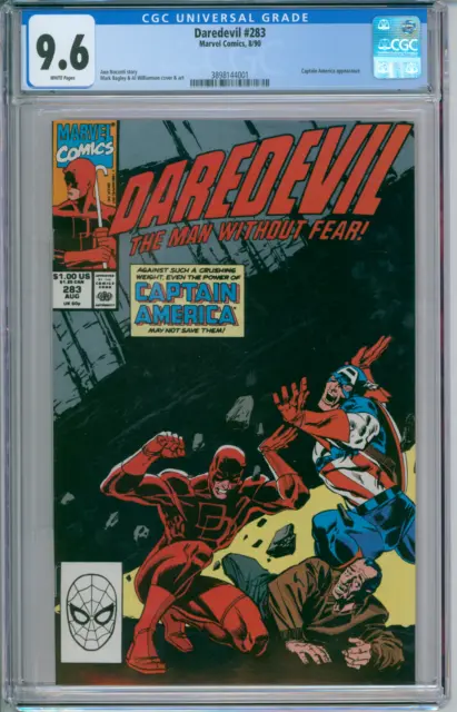 Daredevil #283 CGC 9.6 1990 Marvel White Pages Captain America App