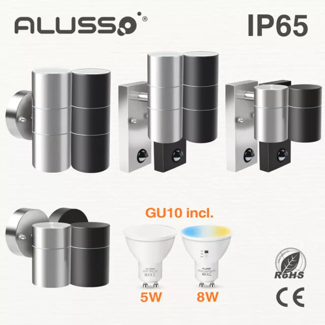 Led Up Down Wall Lights Stainless Steel PIR Motion Sensor Waterproof Outdoor