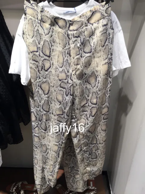 ZARA NEW WOMAN Snakeskin Print Trousers With Side Taping Pant Xs