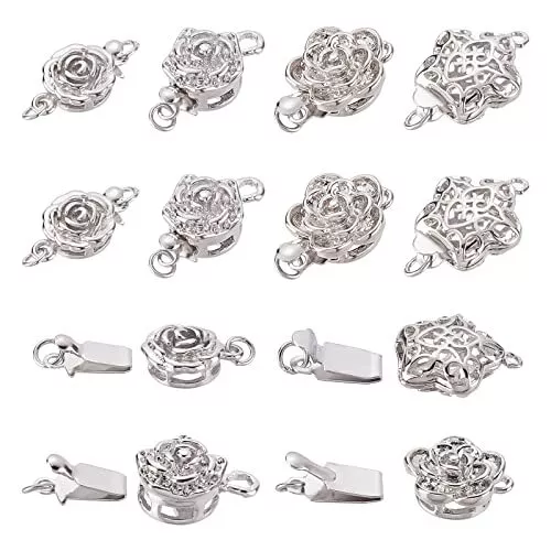 20 Sets 4 Styles Flower Box Clasps Filigree Stars Floral Box Clasp Filigree