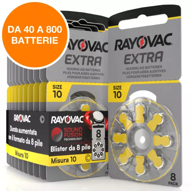 Batterie RAYOVAC Extra Misura 10 PILE per Apparecchi Acustici Protesi Udito PR70