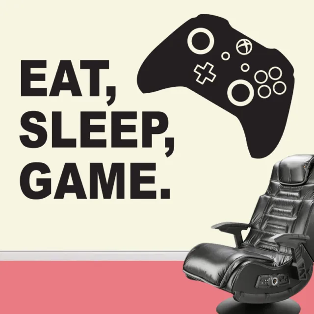 Eat Sleep Game Vinyl Wall Sticker Decal Childrens Bedroom Xbox One Gaming