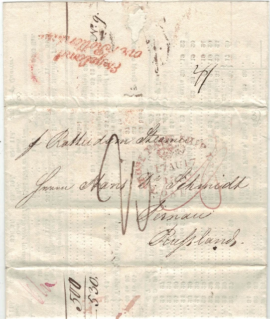 Estland 1830 unbezahlter Brief aus London nach Pernau