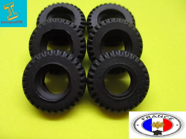 Lot De 6 Pneus Noirs 15/8ème - Pour Modèles Réduits Fab 1 Et Dinky De Hong Kong, échelle 1:43, Neufs