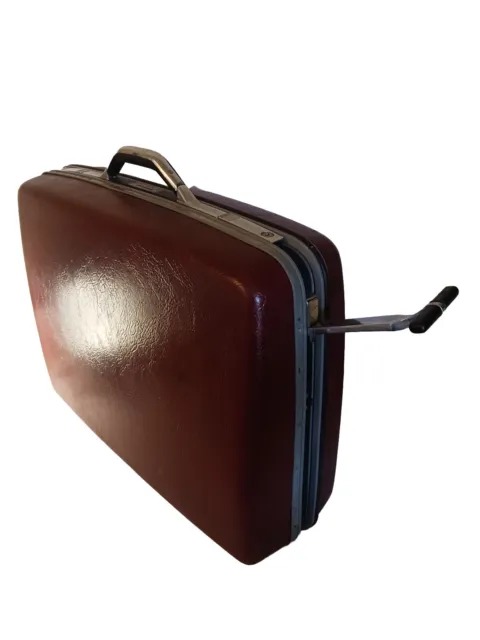 Vintage Samsonite Rolling Wheeled Suitcase Mid Century Modern Red No Key