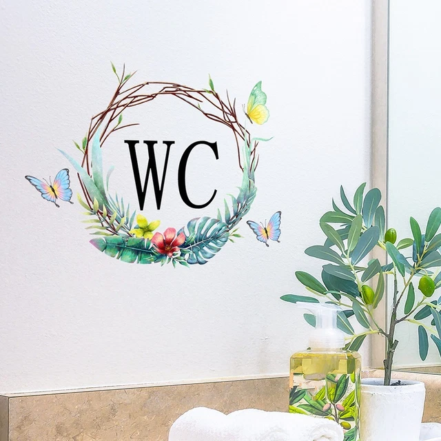 Wc Sliding Sticker WC DOOR STICKER For Waterproof Toilet Sign Wall Decor Peel and Stick ...