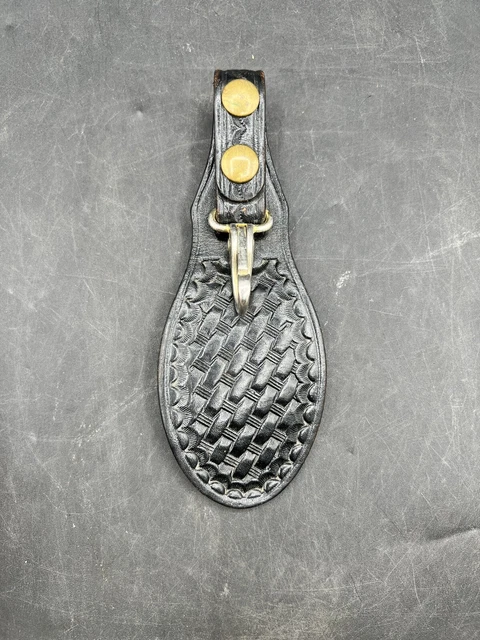 Key Holder with scabbard Basket weave Leather Brass for Sam browne belt