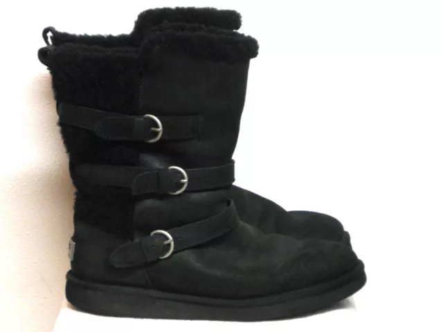 UGG Becket Boots Womens 10 1005380 Black Water Resistant Leather Shearling