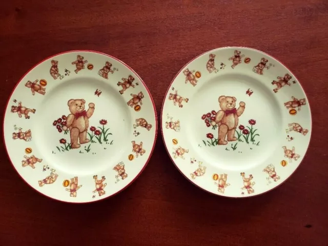 Mason's Teddy Bear Design 2 Child Plates 7" Ironstone Made In England Vintage