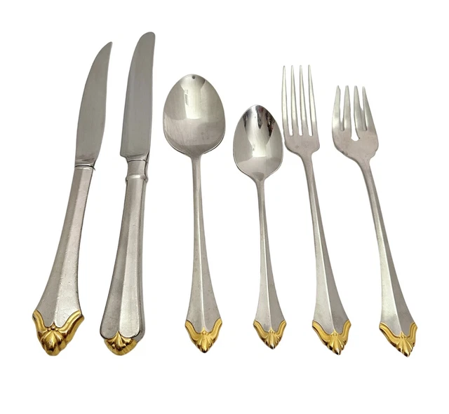 Vajilla de acero inoxidable comunitaria ONEIDA 6 piezas lugar DORADA KENWOOD