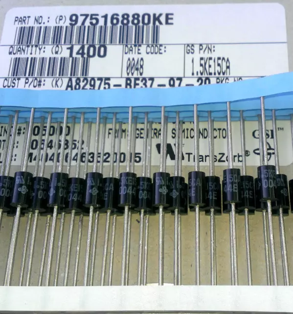 10 Stück 1.5KE15CA Transient Voltage Suppressor Diode 15V   (M3102)