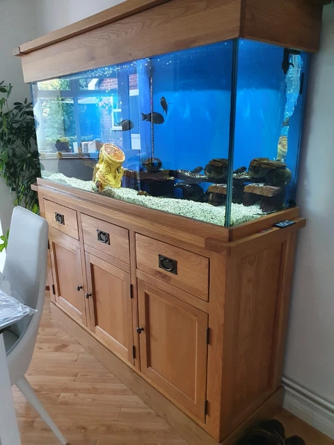 320ltr Fish Tank On Oak Cabinet