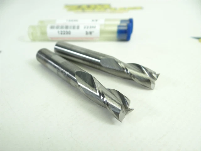 Pair Of New!!! Garr Solid Carbide 3 Flute End Mills 3/8" X 7/8" X 2-1/2" #12230