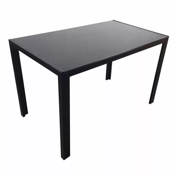 Simple Assembled Tempered Glass & Iron Dinner Table Black(Replacement
