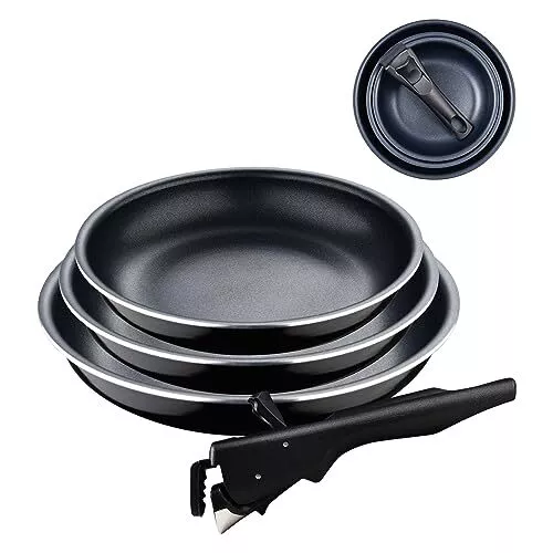 BERGNER Click&Cook Black Edition | Set di padelle da 4 pezzi da 18, 20 e 24 cm +