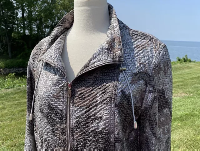 Ruby Rd Spring Jacket Blazer Abstract Textured Black Grey Lined Womans Size 14