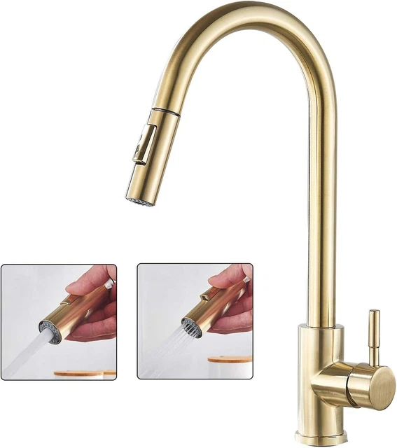 Suguword Kitchen Sink Mixer Tap with Pull Out 360° Swivel Spout 2 Water Modes Hi