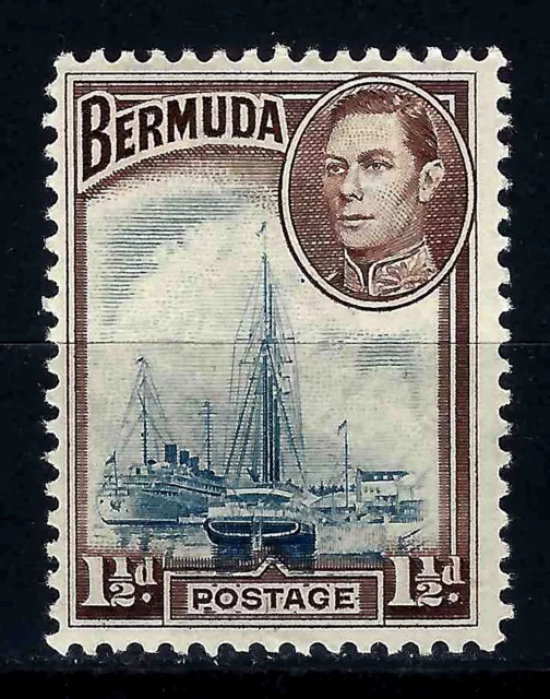Bermuda Sc 119A / SG 111a Stamp - King George VI KGVI / Hamilton Harbor 1943