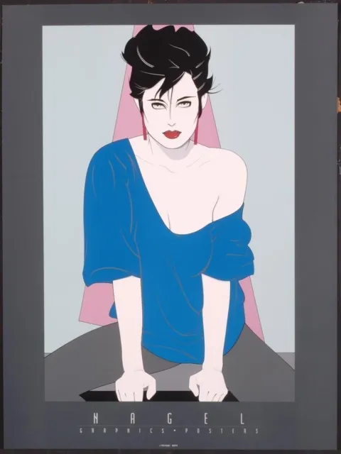Patrick Nagel BLUE SWEATER OFF SHOULDER Rare Lithograph Print Out of Print New