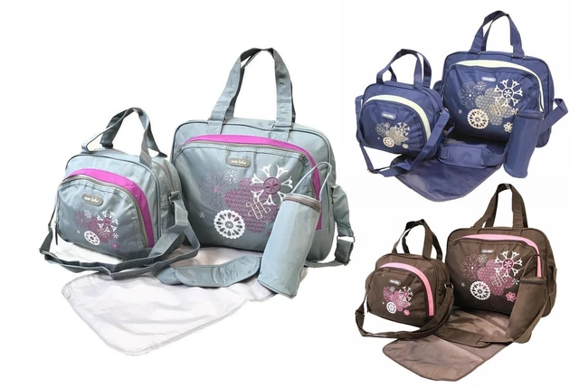 4pcs Baby Nappy Changing Bags Waterproof Diaper Bag Set Grey Brown Navy Blue