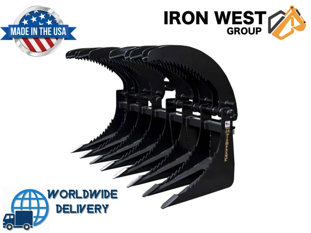 New Tomahawk Heavy Duty Skid Steer Rake Grapple 72"