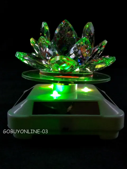 LED Light Crystal Clear Ornament Show Piece Home Decor Dual Power Solar Battery 3