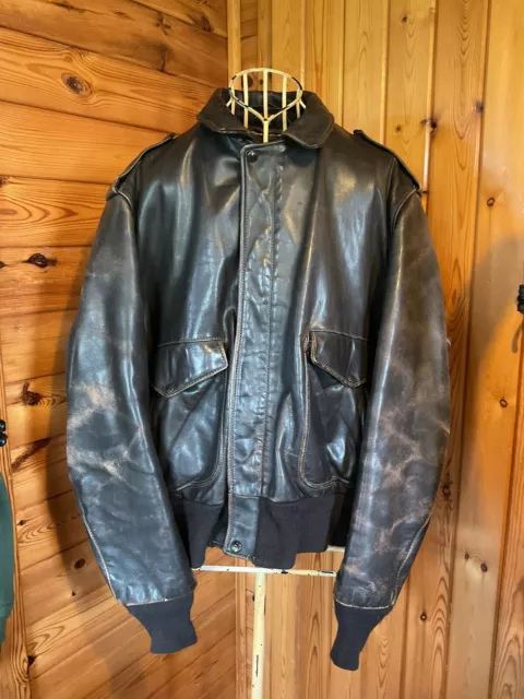 Vintage 70er Jahre Schott braune Leder Flugjacke Gr. 48