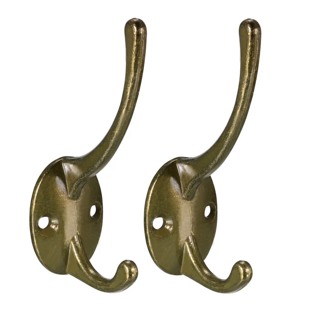 Dual Prong Coat Hooks Wall Mounted Antique Towel Hook 87mm x 29mm x 42mm 2pcs