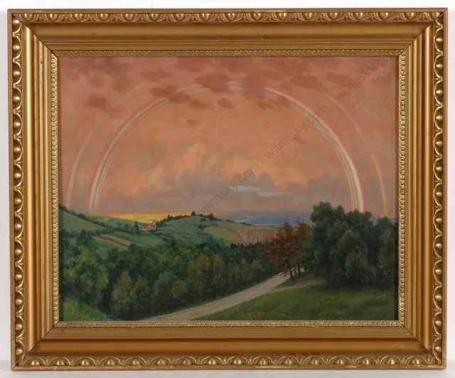 Max Spilhaczek (1876-1961) "Rainbow over the Vienna Forest", oil on canvas