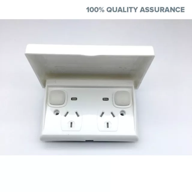 Weather Proof Waterproof Slim Upmarket GPO Power Point Outlet LID Outside NEW