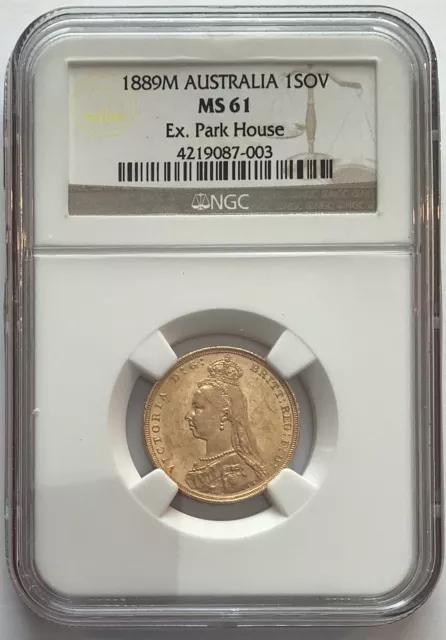 Australian 1889 M Sovereign, NGC MS 61, Gold Queen Victoria