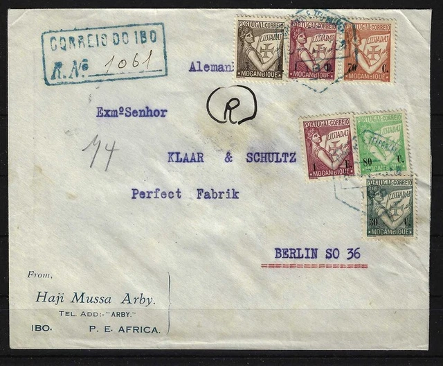 H682) DOA Deutsch-Ostafrika Kolonie Brief Mocambique Portugal nach Berlin