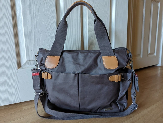 Storksak Changing Bag- Baby Bag - Grey/Tan with Bottle Holder & Mat 3