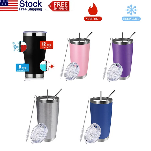 20oz Stainless Steel Coffee Mug Tumbler Vacuum Insulated Cup with Straw Brush US