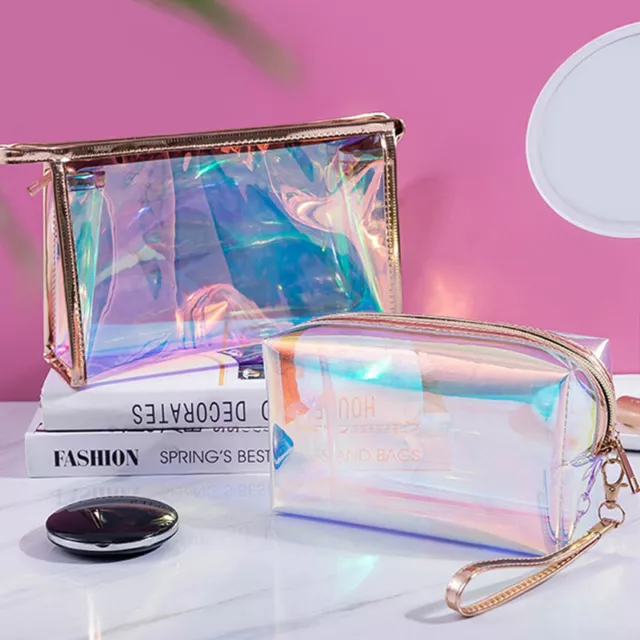 Travel Bath PVC Laser Pouch Toiletry Cosmetic Bag Storage Makeup Bag Zipper  *