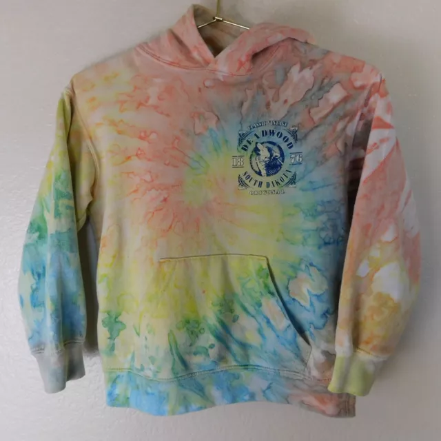 Deadwood South Dakota Hoodie Sweatshirt Youth M Tie Dye Nature Wolf Moon Animal